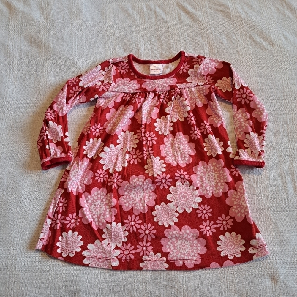 Hanna Andersson girls size 90 or 3T red, pink & white floral dress